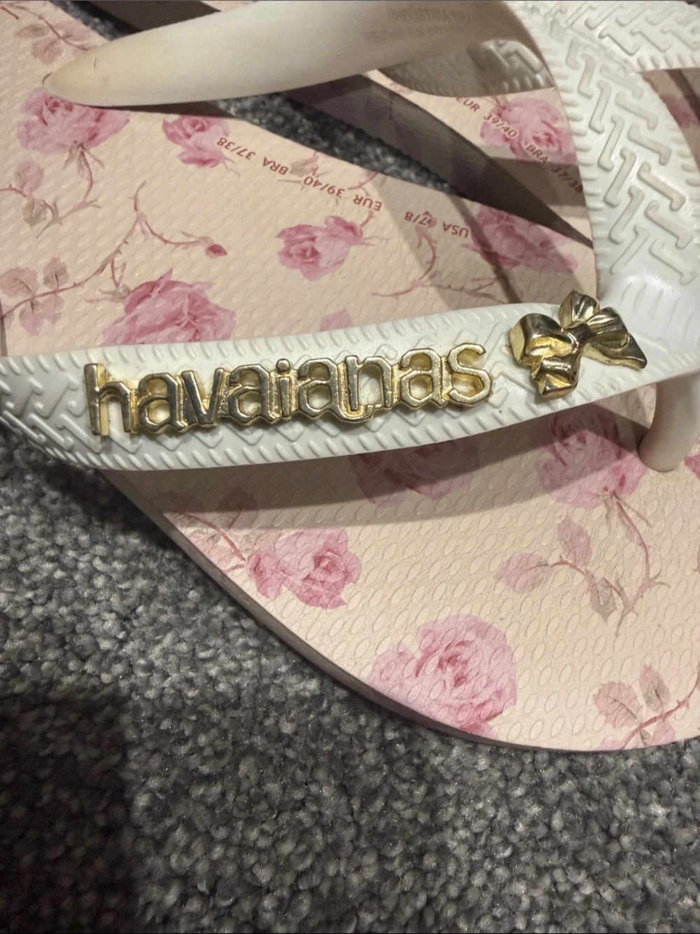 Havaianas x LoveShackFancy Top Ribbon Rosa Floral Sandals 7/8
